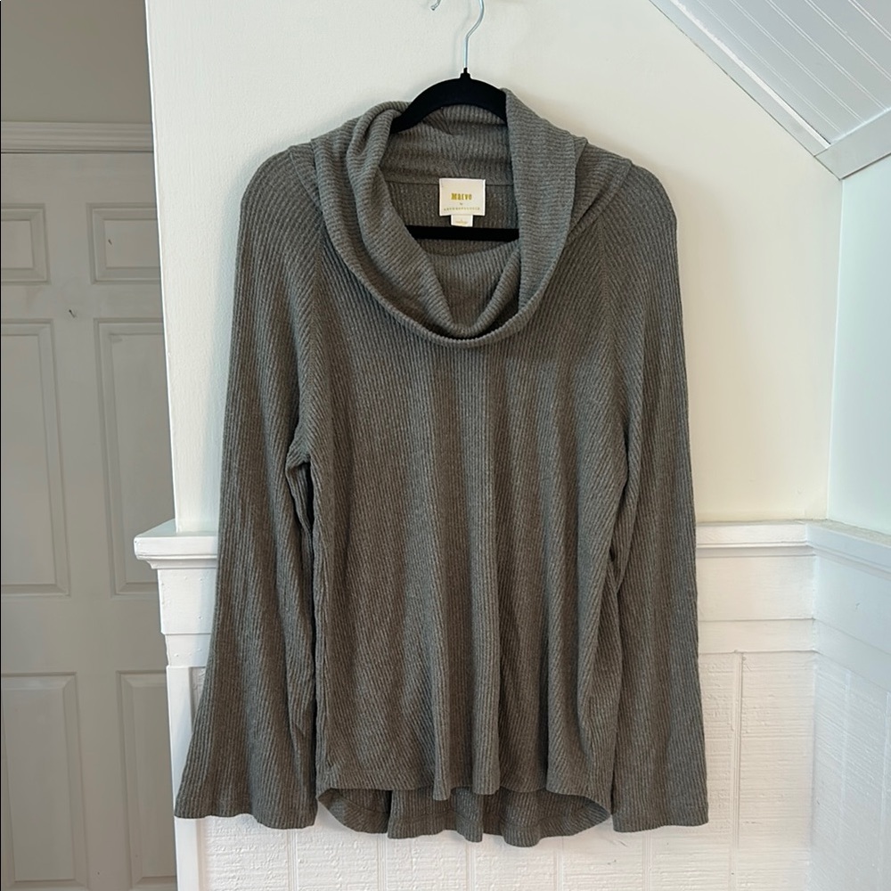 Maeve by Anthropologie Gray Cowl Neck Sweater size Large